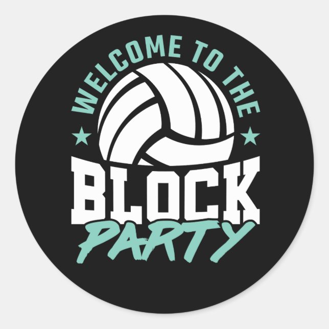 Herzlich willkommen im Block Party Funny Volleybal Runder Aufkleber (Vorderseite)