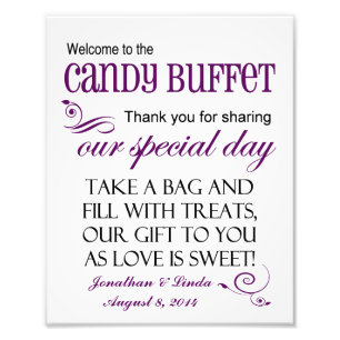 Herzlich willkommen im Candy Buffet Violet Wedding Fotodruck