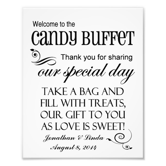 Herzlich willkommen im Candy Buffet Wedding Sign B Fotodruck (Vorne)
