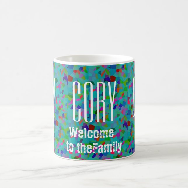 Herzlich willkommen im Familiennamen personalisier Kaffeetasse (Mittel)