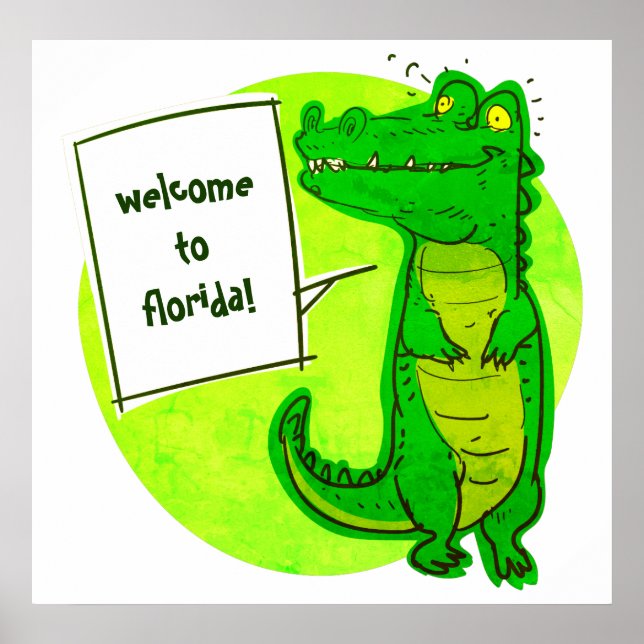 Herzlich willkommen im Krokodil-Cartoon Florida Poster (Vorne)