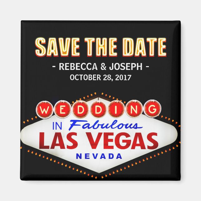 Herzlich willkommen im Las Vegas Neon Sign - Save  Magnet (Vorne)