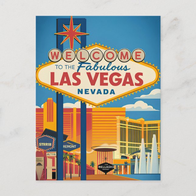 Herzlich willkommen im Las Vegas Nevada Postkarte (Vorderseite)