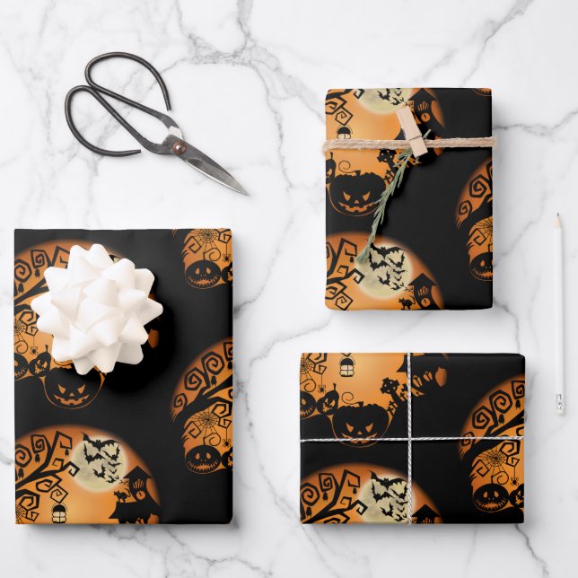 Herzlich willkommen im Nightmare Halloween Pumpkin Geschenkpapier Set (Vorderseite)
