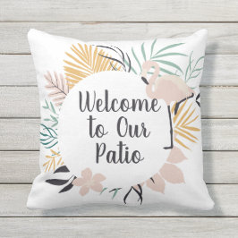 Herzlich Willkommen im Patio Pink Flamingo Kissen