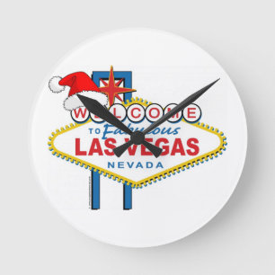 Herzlich willkommen in Fabulous Las Vegas Weihnach Runde Wanduhr