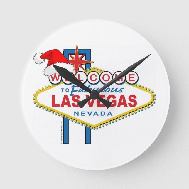 Herzlich willkommen in Fabulous Las Vegas Weihnach Runde Wanduhr (Vorderseite)