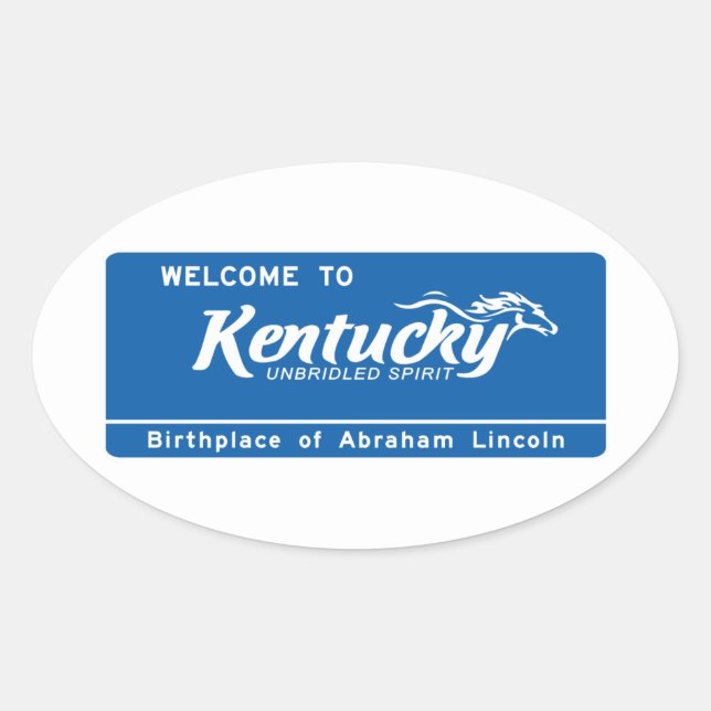 Herzlich willkommen in Kentucky - USA Road Sign Ovaler Aufkleber (Vorderseite)