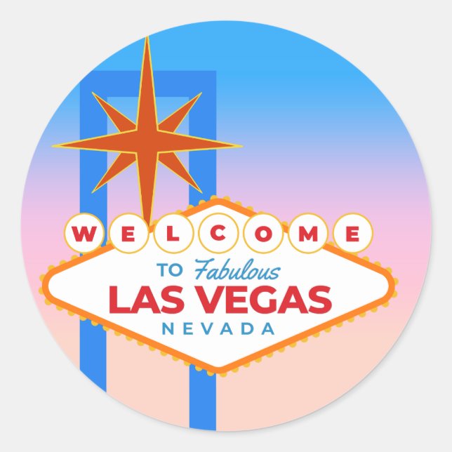 Herzlich willkommen in Las Vegas Runder Aufkleber (Vorderseite)