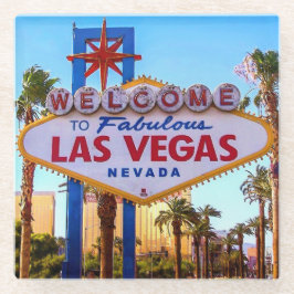 Herzlich willkommen in Las Vegas Signing Glass Unt Glasuntersetzer