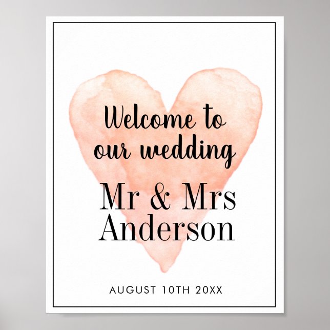 Herzlich willkommen in unserem Hochzeitskorallenhe Poster (Vorne)