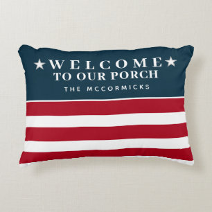Herzlich Willkommen in unserem Porch American Flag Dekokissen