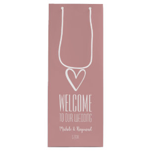 Herzlich Willkommen in unserer Hochzeitsdusty-Rose Geschenktüte Für Weinflaschen