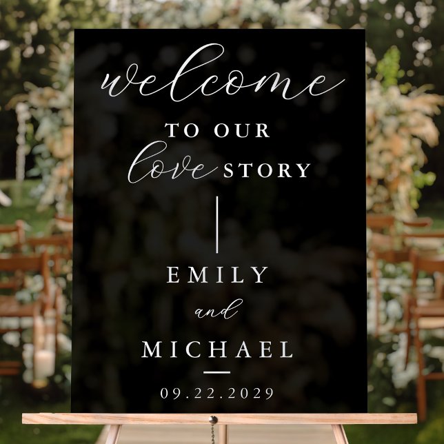 Herzlich willkommen in unserer Liebe Story Elegant Acrylschild (Von Creator hochgeladen)