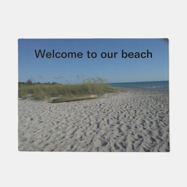 Herzlich willkommen in unserer Strandtür-Matte Fußmatte (Vorderseite)