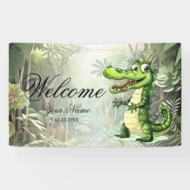 Herzlich willkommen Niedliche, wilde Krokodile-Bäu Banner (Horizontal)