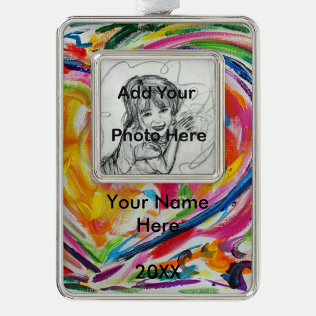 Herzlich Willkommen Personalisiertes Foto Ornament Rahmen-Ornament Silber (Vorderseite)