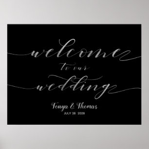 Herzlich willkommen unser Hochzeitssymbol für Silb Poster