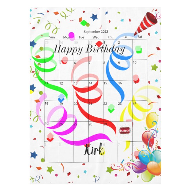 Herzlich willkommen zum Geburtstag im September 20 Tischdecke (Vorderseite)
