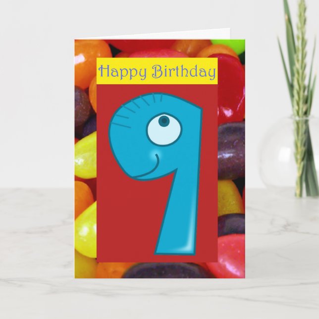 Herzlich willkommen zum neunten Geburtstag zum 9.  Karte (Vorderseite)