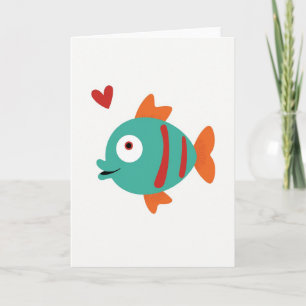 Herzliche Blaugrüne Fisch-Kunstkarte Karte