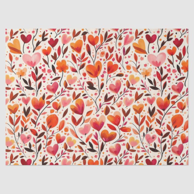 Herzliche Blüten: Valentinstag Seidenpapier (Vorderseite)