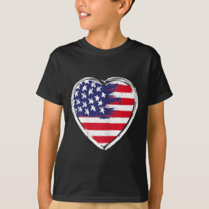 Herzliche Fahne 4. Juli Patriotischer Amerikaner T-Shirt