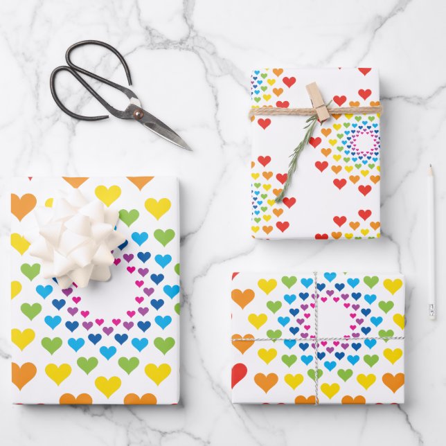 Herzliche Farben Geschenkpapier Set (Vorderseite)