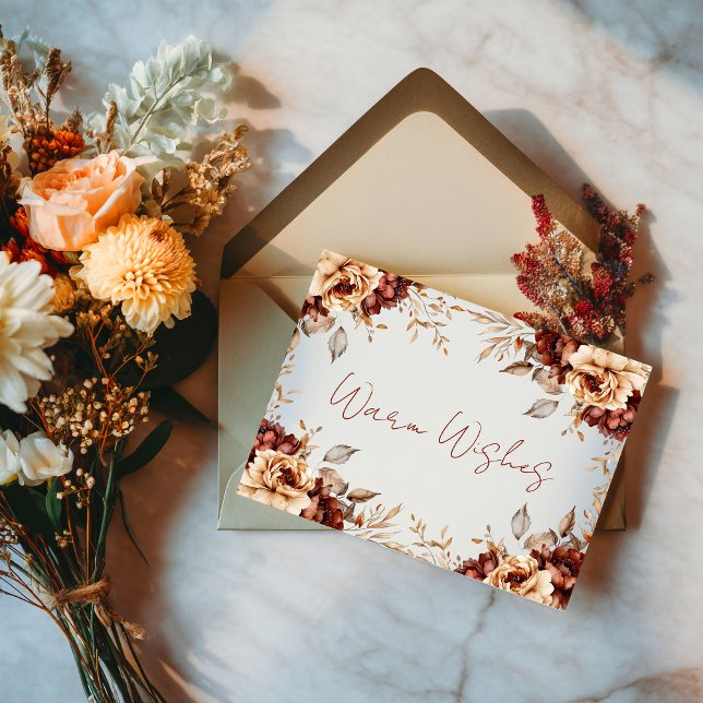 Herzliche Grüße Herbst-Blumenrahmenkarte Karte (Von Creator hochgeladen)