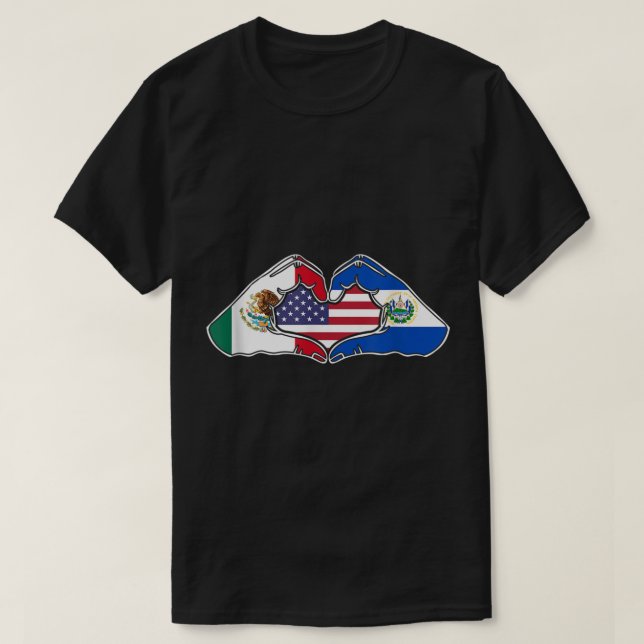 Herzliche Hände Mexiko, El Salvador und die USA. T-Shirt (Design vorne)