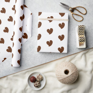 Herzliche Herzen - Dunkelbraun und Weiß - Geschenkpapier