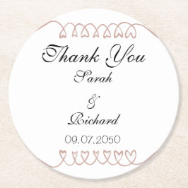 Herzliche Hochzeit Vielen Dank Runder Pappuntersetzer