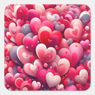 Herzliche Inspiration für rosa und rote Valentine Quadratischer Aufkleber