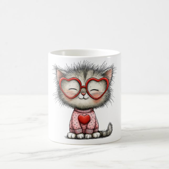 Herzliche Kaffeetasse mit Design einer Katze  (Mittel)