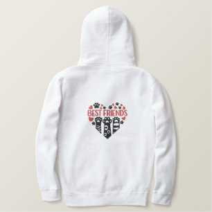 Herzliche Katzenliebhaber Stickerei mit Pfote Bestickter Hoodie