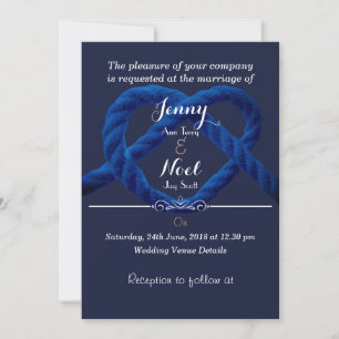 Herzliche Liebe Knot Navy Blue Wedding Einladung
