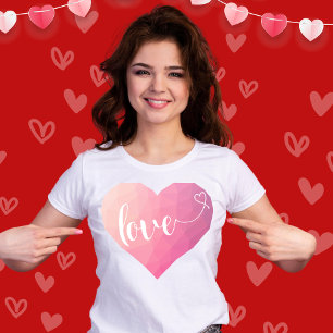 Herzliche Liebe Moderne Wasserfarbe Rosa Valentins T-Shirt