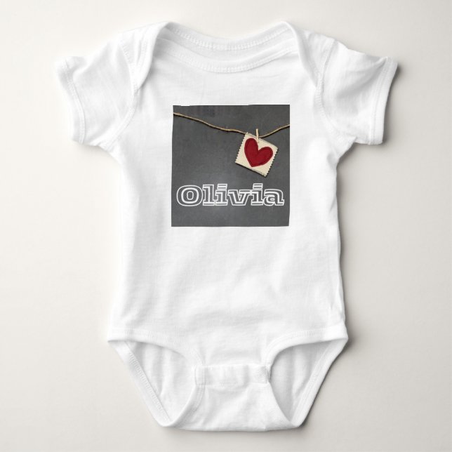 Herzliche Liebe Olivia Baby Bodysuit. Baby Strampler (Vorderseite)