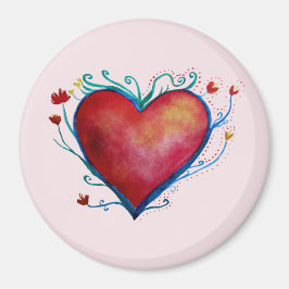 Herzliche Wasserfarbe Kunst, 15 mm Rundmagazin Magnet