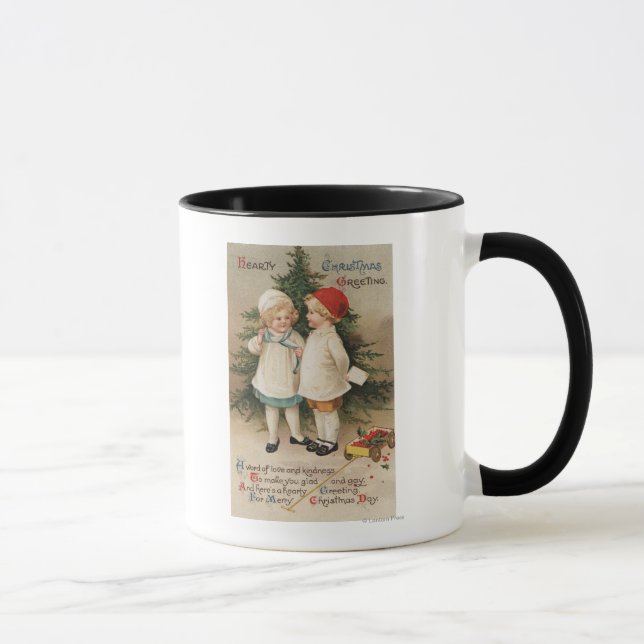 Herzliche WeihnachtsgrüßeKinder von einem Baum Tasse (Rechts)