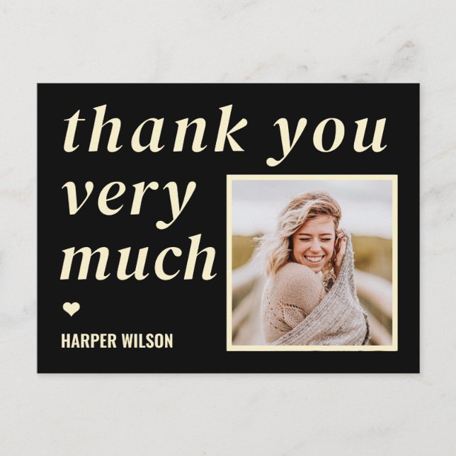 Herzliche Worte Foto Vielen Dank Postkarte (Vorderseite)