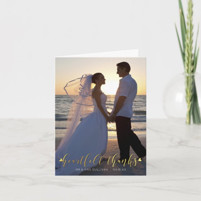 Herzlichen Dank, Elegant Wedding Foto Vielen Dank Dankeskarte (Vorderseite)