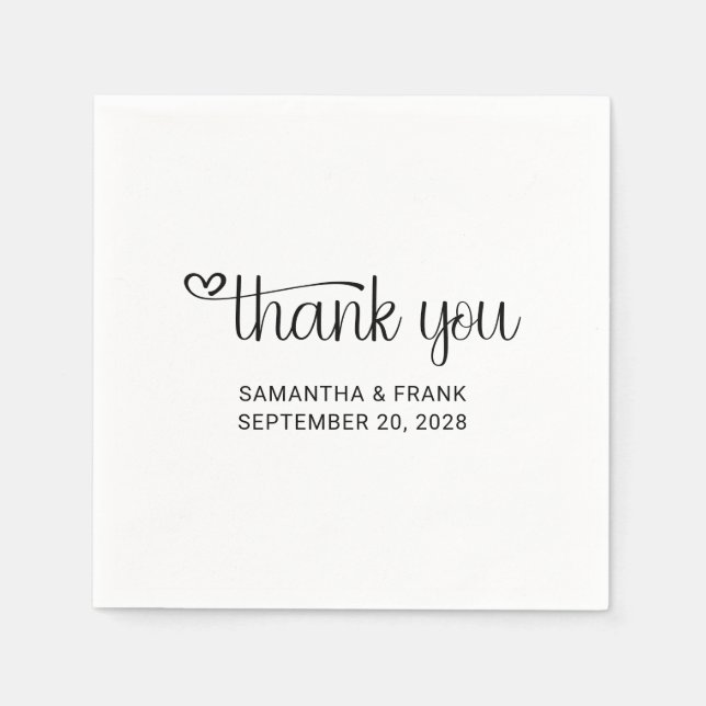 Herzlichen Dank für die Typografie-Hochzeit Serviette (Vorderseite)