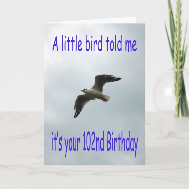 Herzlichen Glückwunsch 102. Geburtstag Fliegender  Karte (Vorderseite)