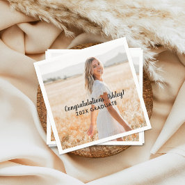Herzlichen Glückwunsch 2025 Graduate Foto Abschlus Serviette