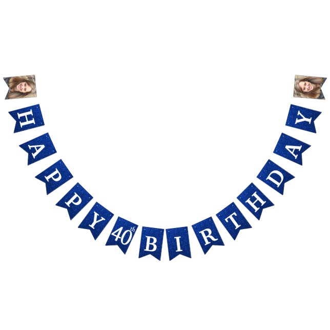 Herzlichen Glückwunsch 40. Geburtstag Foto Blue Gl Wimpelkette (Alle)