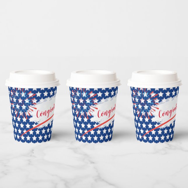 Herzlichen Glückwunsch! 4. Juli American USA Flag  Pappbecher (Multi)