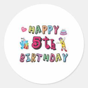 Herzlichen Glückwunsch 5. Geburtstag 5 Jahre alt Runder Aufkleber