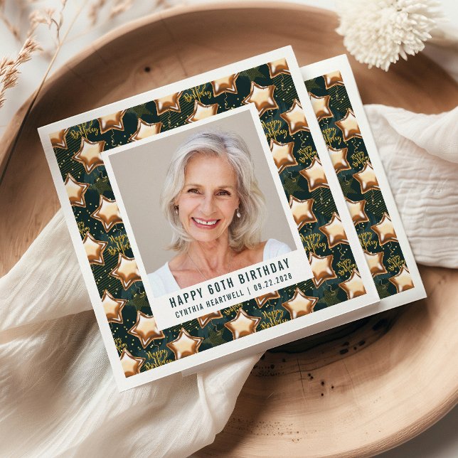 Herzlichen Glückwunsch 60. Geburtstag Foto Glam St Serviette (Von Creator hochgeladen)