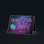 Herzlichen Glückwunsch 75. Name Lila Aquamariner M Karte<br><div class="desc">Ein elegantes Design mit einem mystischen Ambiente, um einen glücklichen 75. Geburtstag zu wünschen. "Happy Birthday" ist ein Set in einer dekorativen Schriftzeichen-Typografie mit verzierten Wimpern in Blautönen, und das Zeitalter ist in einer koordinierenden Schrift zusammen mit dem Namen Ihres Empfängers, auf einem Aquarellhintergrund in lila Tönen. Sie können die...</div>